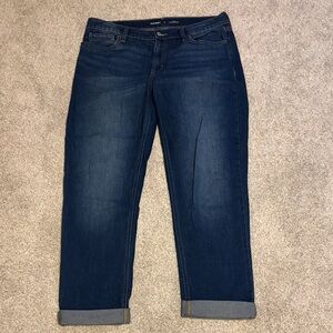 Old Navy Dark Wash Boyfriend Jeans - Rolled Hem